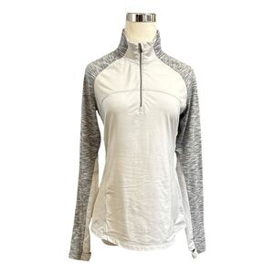 Danskin Now Women's Pullover 1/4 Zip Long Sleeve Active Wear Top S Gray Ivory